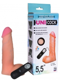 Фаллическая насадка Харнесс UNICOCK 5,5  с вибрацией - 17 см. - LOVETOY (А-Полимер) - купить с доставкой в Сургуте