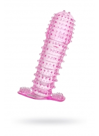 Гелевая розовая насадка с шипами - 12 см. - Toyfa Basic - в Сургуте купить с доставкой