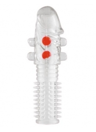 Гелевая прозрачная насадка с шариками и шипами - 14 см. - Toyfa Basic - в Сургуте купить с доставкой