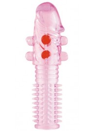 Гелевая розовая насадка с шариками и шипами - 14 см. - ToyFa - в Сургуте купить с доставкой