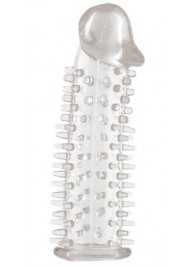 Прозрачная насадка на половой член с закрытой головкой и шипами - 12,5 см. - Toyfa Basic - в Сургуте купить с доставкой