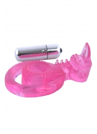 Розовая вибронасадка со стимулятор клитора   Язычок - Toyfa Basic - в Сургуте купить с доставкой