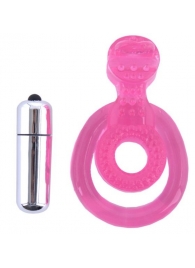 Розовая вибронасадка со стимулятор клитора   Язычок - Toyfa Basic - в Сургуте купить с доставкой