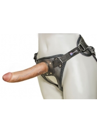 Насадка-фаллоимитатор на кожаных трусиках Harness Ultra Realistic 7  - 18 см. - LOVETOY (А-Полимер) - купить с доставкой в Сургуте