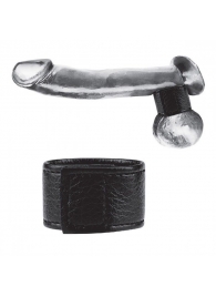 Чёрная утяжка на мошонку 1  Velcro Ball Stretcher - BlueLine - купить с доставкой в Сургуте