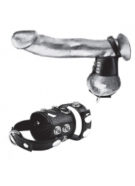 Утяжка на пенис и мошонку Cock Ring With 1.5  Ball Stretcher And Optional Weight Ring - BlueLine - купить с доставкой в Сургуте