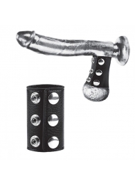 Чёрная утяжка на кнопках 100% PVC STRAP WITH METAL SNAP - BlueLine - купить с доставкой в Сургуте