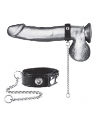 Утяжка на пенис с поводком Snap Cock Ring With 12  Leash - BlueLine - купить с доставкой в Сургуте