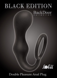 Чёрное эрекционное кольцо с анальной пробкой Double Pleasure Anal Plug - Lola Games - в Сургуте купить с доставкой