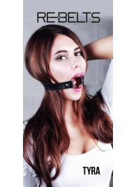 Чёрный кожаный чокер-кляп Tyra Black - Rebelts - купить с доставкой в Сургуте