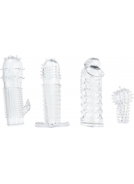 Набор из 4 насадок на член Pleasured Penis Enhancement Sleeve 4 Pack - XR Brands - в Сургуте купить с доставкой