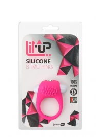 Розовое эрекционное кольцо с щеточкой LIT-UP SILICONE STIMU RING 5 - Dream Toys - в Сургуте купить с доставкой