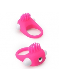 Розовое эрекционное кольцо с щеточкой LIT-UP SILICONE STIMU RING 5 - Dream Toys - в Сургуте купить с доставкой