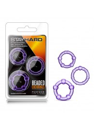 Набор из 3 фиолетовых эрекционных колец Stay Hard Beaded Cockrings - Blush Novelties - в Сургуте купить с доставкой