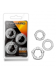 Набор из 3 прозрачных эрекционных колец Stay Hard Beaded Cockrings - Blush Novelties - в Сургуте купить с доставкой