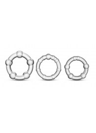 Набор из 3 прозрачных эрекционных колец Stay Hard Beaded Cockrings - Blush Novelties - в Сургуте купить с доставкой
