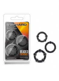 Набор из 3 чёрных эрекционных колец Stay Hard Beaded Cockrings - Blush Novelties - в Сургуте купить с доставкой