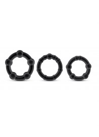 Набор из 3 чёрных эрекционных колец Stay Hard Beaded Cockrings - Blush Novelties - в Сургуте купить с доставкой