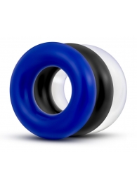 Набор из 3 разноцветных колец Stay Hard Donut Rings - Blush Novelties - в Сургуте купить с доставкой