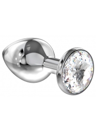 Большая серебристая анальная пробка Diamond Clear Sparkle Large с прозрачным кристаллом - 8 см. - Lola Games - купить с доставкой в Сургуте
