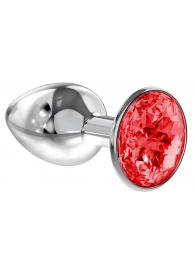 Малая серебристая анальная пробка Diamond Red Sparkle Small с красным кристаллом - 7 см. - Lola Games - купить с доставкой в Сургуте