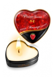 Массажная свеча с ароматом клубники Bougie Massage Candle - 35 мл. - Plaisir Secret - купить с доставкой в Сургуте