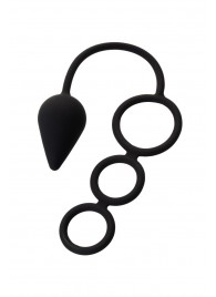 Тройное эрекционное кольцо с анальным хвостом Drop M-size - Erotist Adult Toys - в Сургуте купить с доставкой