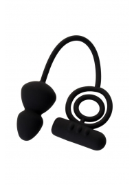 Чёрное эрекционное кольцо с вибростимулятором и анальным хвостом - Erotist Adult Toys - в Сургуте купить с доставкой
