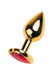 Золотистая анальная пробка с кристаллом-сердцем - 7,5 см. - ToyFa - купить с доставкой в Сургуте