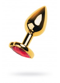 Золотистая анальная пробка с кристаллом-сердцем - 7,5 см. - ToyFa - купить с доставкой в Сургуте