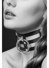 Чёрный тройной чокер с большим кольцом - Bijoux Pour Toi - купить с доставкой в Сургуте