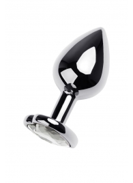 Серебристая анальная пробка с прозрачным кристаллом-сердцем - 8 см. - ToyFa - купить с доставкой в Сургуте