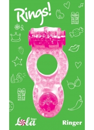 Розовое эрекционное кольцо с вибрацией Rings Ringer - Lola Games - в Сургуте купить с доставкой