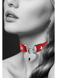 Красный чокер с замком в форме сердца - Bijoux Pour Toi - купить с доставкой в Сургуте