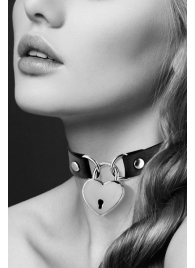 Черный чокер с замком в форме сердца - Bijoux Pour Toi - купить с доставкой в Сургуте
