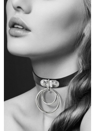 Черный чокер с двумя кольцами - Bijoux Pour Toi - купить с доставкой в Сургуте