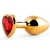 Золотистая анальная пробка с красным стразом-сердечком - 8 см. - Anal Jewelry Plug - купить с доставкой в Сургуте