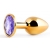 Золотистая анальная пробка с фиолетовым стразом - 7,2 см. - Anal Jewelry Plug - купить с доставкой в Сургуте