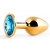 Золотистая анальная пробка с голубым стразом - 7,2 см. - Anal Jewelry Plug - купить с доставкой в Сургуте