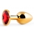 Золотистая анальная пробка с красным стразом - 7,2 см. - Anal Jewelry Plug - купить с доставкой в Сургуте
