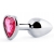 Серебристая анальная пробка с розовым кристаллом-сердечком - 7 см. - Anal Jewelry Plug - купить с доставкой в Сургуте