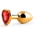 Золотистая анальная пробка с красным стразом-сердечком - 7 см. - Anal Jewelry Plug - купить с доставкой в Сургуте