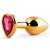 Золотистая анальная пробка с малиновым кристаллом-сердечком - 7 см. - Anal Jewelry Plug - купить с доставкой в Сургуте