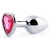 Серебристая анальная пробка с малиновым кристаллом-сердечком - 7 см. - Anal Jewelry Plug - купить с доставкой в Сургуте