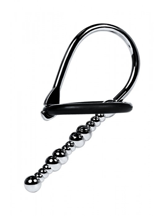 Серебристый уретральный плаг-бусины TOYFA Metal с мягким фиксириющим кольцом - ToyFa - купить с доставкой в Сургуте