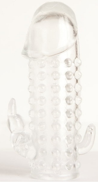 Гелевая прозрачная насадка с 2 отростками - 13 см. - Toyfa Basic - в Сургуте купить с доставкой