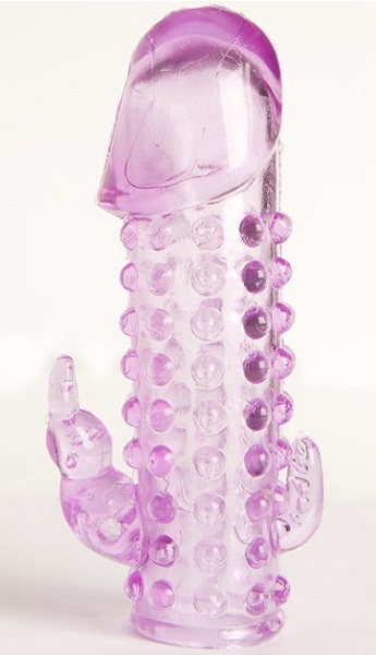 Закрытая фиолетовая насадка с 2 отростками - 13 см. - Toyfa Basic - в Сургуте купить с доставкой