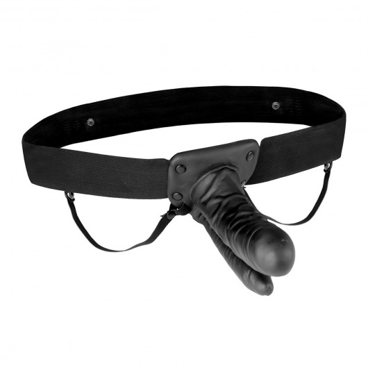 Полый страпон с двумя отростками и вибрацией Unisex Vibrating Hollow Strap-On Double Penetrating Dildo - 17,8 см. - Lux Fetish - купить с доставкой в Сургуте