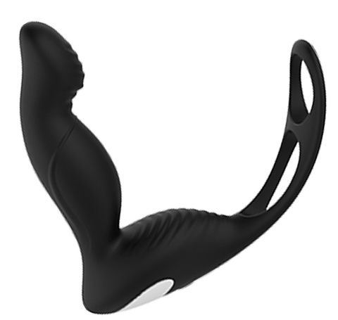 Черный вибромассажер простаты P-PLEASER W ERECTION ENHANCE - Dream Toys - в Сургуте купить с доставкой