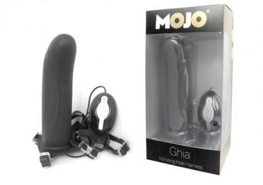 Черный страпон с вибратором Mojo Ghia - Seven Creations - купить с доставкой в Сургуте